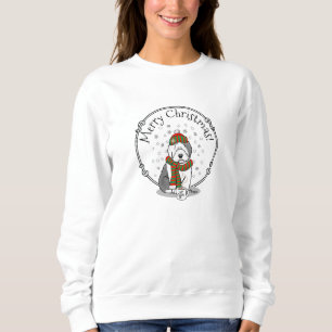 Vinterjul Gamla engelska Sheepdog Grått 1 Cute T Shirt