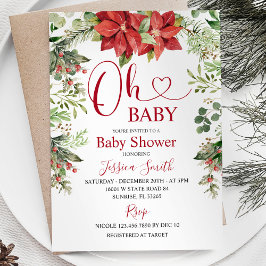Vinterjul Greenery Baby Shower Inbjudningar