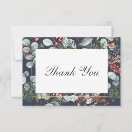 Vinterjul Greenery Navy Bröllop Tack Kort