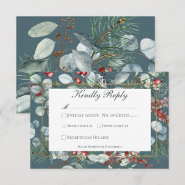 Vinterjul Greenery Teal Bröllop OSA Kort