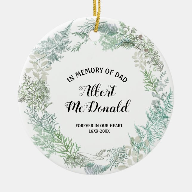 Vinterjul Grey till minne av Pappa Julgransprydnad Keramik (Framsidan)