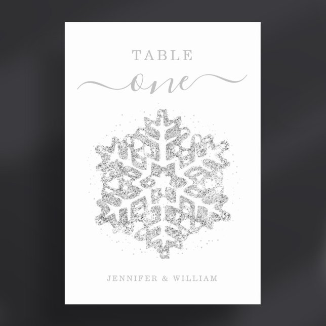 Vinterjul Helgdag Bröllop Silver Bordsnummer (Winter Christmas Holiday Wedding Silver Table Number)