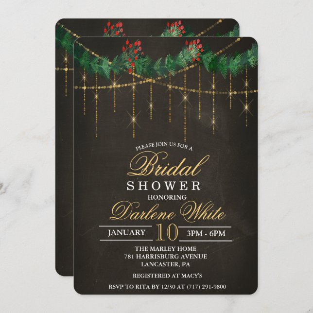 Vinterjul Helgdag Inbjudningskort för möhippan (Fram/baksida)