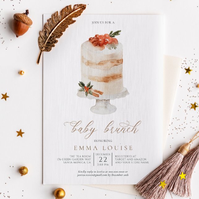 Vinterjul - Helgdag Kake Baby Shower Inbjudningar (Skapare uppladdad)