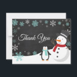 Vinterjul Helgdag Snowflake Tack Kort<br><div class="desc">Vinterjulens Helgdag Snowflake Tack-kort. Snögubbe och Penguin. Bakgrund till kretskort. Svarta och vita. Aqua Snowflake. Kärlek och Tack, vackert skript. Lägg till ditt meddelande på baksidan eller lämna tom och skriva. Om du vill göra ytterligare anpassningar klickar du på knappen Anpassa och användor verktygen som är utformat för att ändra...</div>