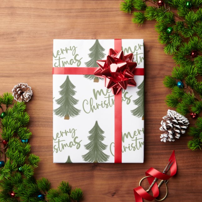 Vinterjul i Grönt Träd Presentpapper (Julgåva)