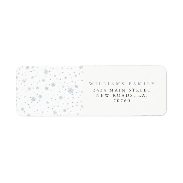 Vinterjul i Snöflingor Returadress Etikett (Framsidan)