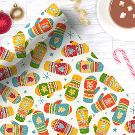Vinterjul Mittens handskar Helgdag Mönster Presentpapper
