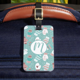 Vinterjul Mittens Mönster i Mint Bagagebricka