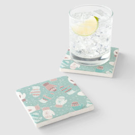 Vinterjul Mittens Mönster i Mint Stenunderlägg