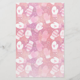 Vinterjul Mittens Mönster i Rosa Brevpapper
