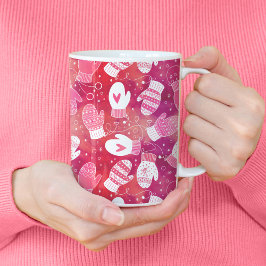 Vinterjul Mittens Mönster i Rosa Kaffemugg