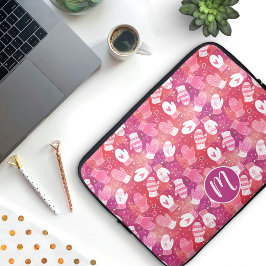 Vinterjul Mittens Mönster i Rosa Laptop Fodral