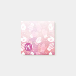 Vinterjul Mittens Mönster i Rosa Post-it Block