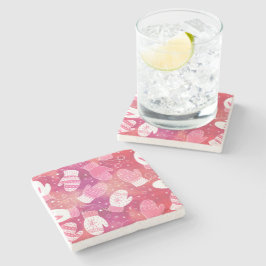 Vinterjul Mittens Mönster i Rosa Stenunderlägg