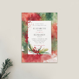 Vinterjul Modern Watercolor Elegant bröllop Inbjudningar