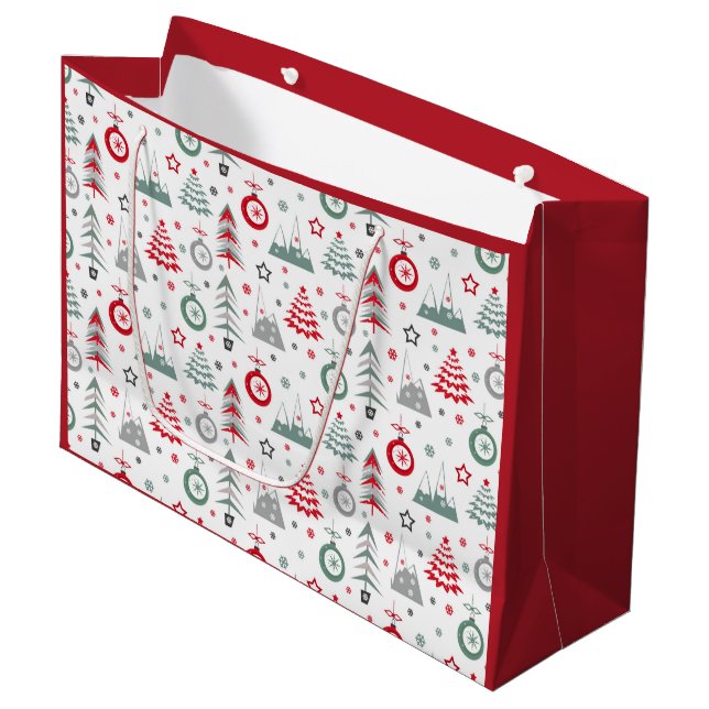 Vinterjul, mönster. Stor gift-tagg (Framsidan Vinklad)