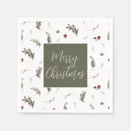 Vinterjul Napkins Grönt White Burgundy Pappersservett