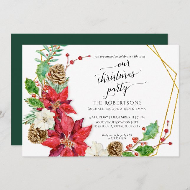 Vinterjul Party Crescent Wandecent Inbjudningar (Fram/baksida)