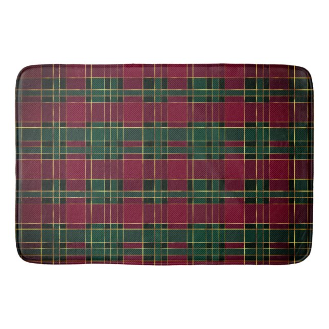 Vinterjul Red & Grönt Tartan & Guld Foil Badrumsmatta (Framsidan)