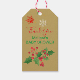 Vinterjul Snowflake Guld Märkre Tack Presentetikett
