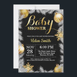 Vinterjul, svart och Guld, babyskor Inbjudningar<br><div class="desc">Vinterjulinbjudan till Black och Guld Baby Shower. Vit snöflake. Pojken eller Flickbabyskans inbjudan. Guld julprydnad. Winter Helgdag Baby Shower Inbjudan. Bakgrund till kretskort. Svarta och vita. Om du vill göra ytterligare anpassningar klickar du på knappen Anpassa och användor verktygen som är utformat för att ändra mallen.</div>