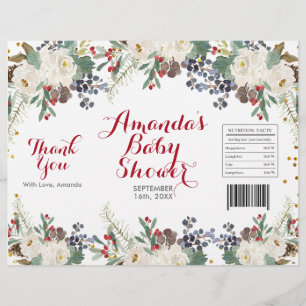 Vinterjul Vit Blommigt Chip Bag Wrapper Reklamblad