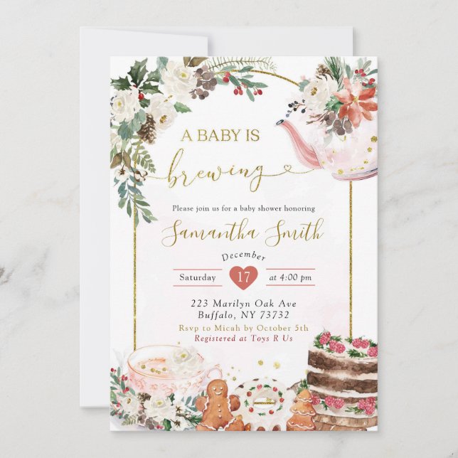 Vinterjulafton Tea Baby bjuder in Inbjudningar (Framsida)