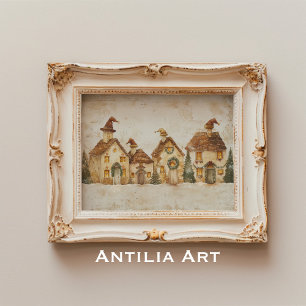 Vinterjulbyage Painting Whimsical Julafton Poster