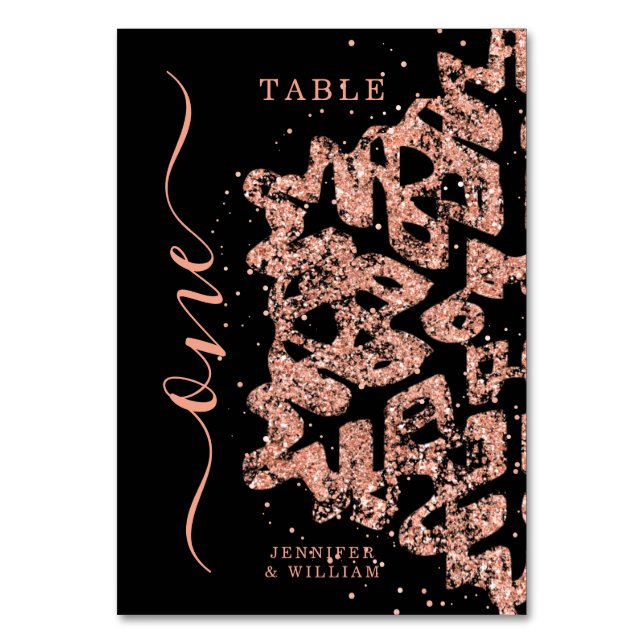 Vinterjulen Helgdag Bröllop Ro Guld Black Bordsnummer (Framsidan)