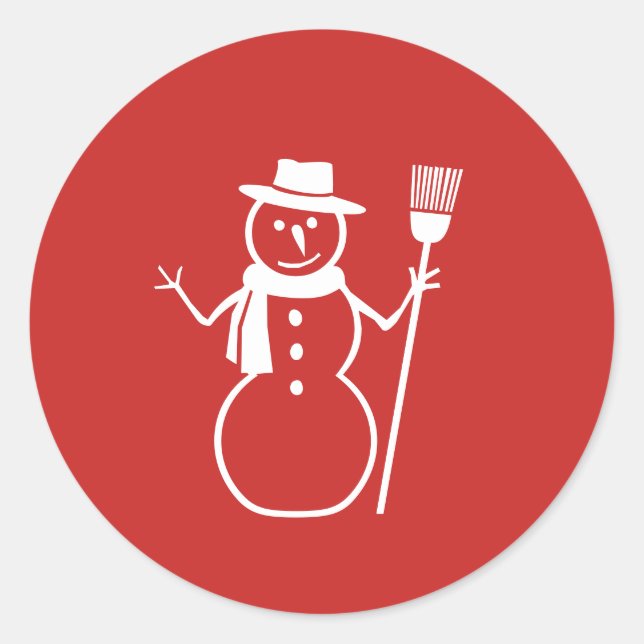 Vinterjulen Snögubbe Stickers Runt Klistermärke (Framsida)