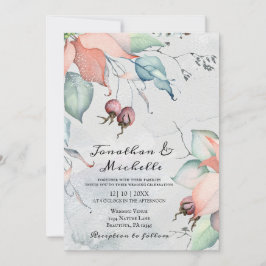 Vinterjulens Blommigt Christian Bröllop Inbjudningar