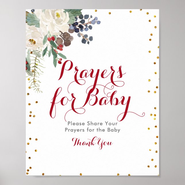 Vinterjulens Blommigt Prayers för Baby Poster (Framsidan)