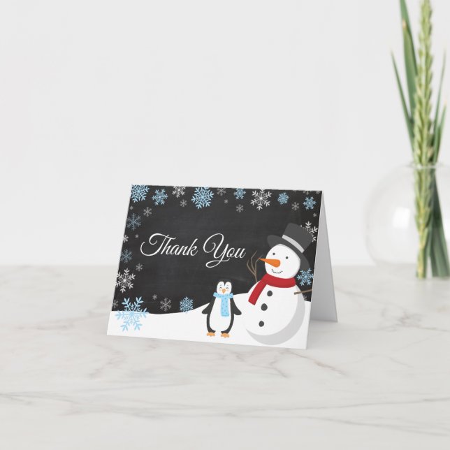 Vinterjulens Helgdag Blue Snowflake Chalkboard Tack Kort (Framsida)
