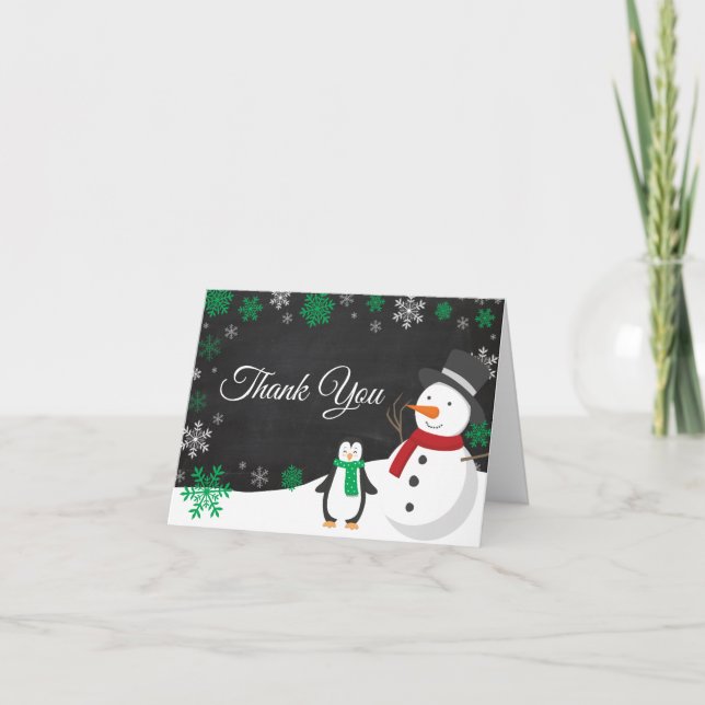 Vinterjulens Helgdag Snowflake Chalkboard Tack Kort (Framsida)
