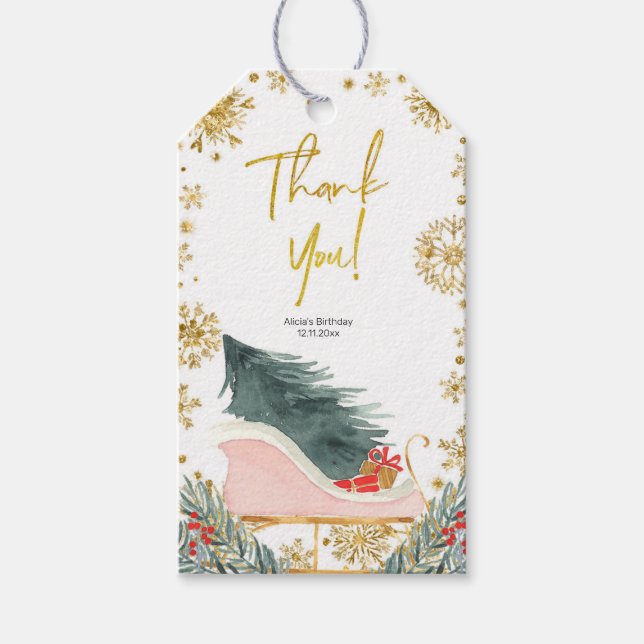 Vinterjulens Rosa - Märkre för favoriter Presentetikett (Framsidan)