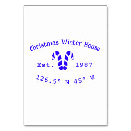 Vinterjulhuset blått polkagrisar. År Bordsnummer