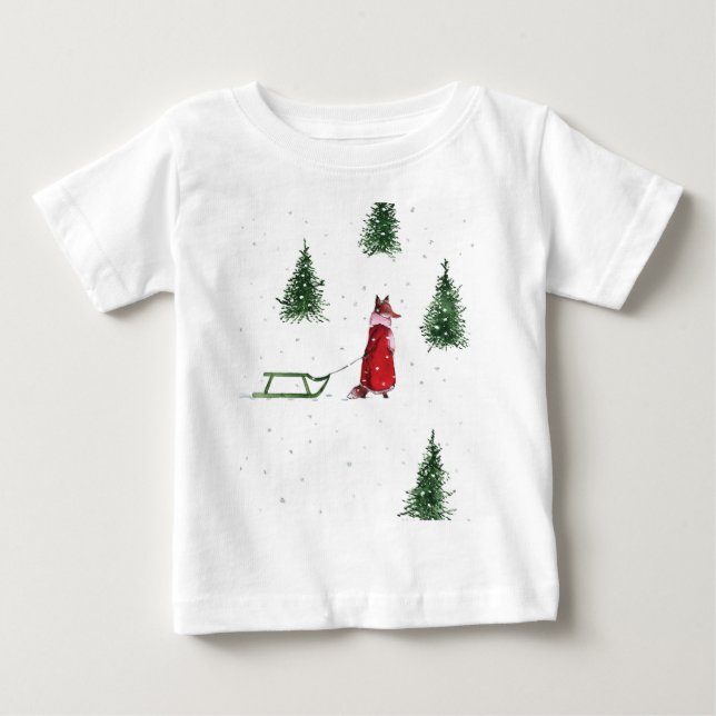 Vinterjulillustration för räx snö t shirt (Framsida)