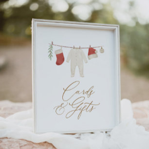 Vinterjulskupkort och gåvor poster