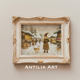Vinterjulsmålning Snowy Village Poster