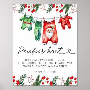 Vinterjultomten Baby Shower Nappar Hunt Poster
