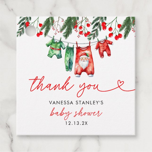 Vinterjultomten Baby Shower Tack Gåvor Etiketter (Framsida)