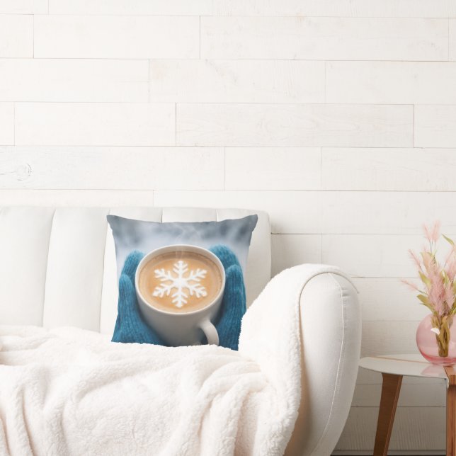 Vinterkaffe med handskar och snöflinga kudde (Soffa)