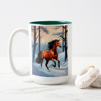 Vinterkaffemugg | Mysig kopp med snöhästdesign