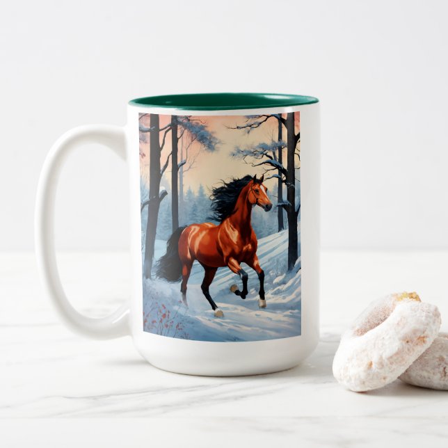 Vinterkaffemugg | Mysig kopp med snöhästdesign (Med munk)