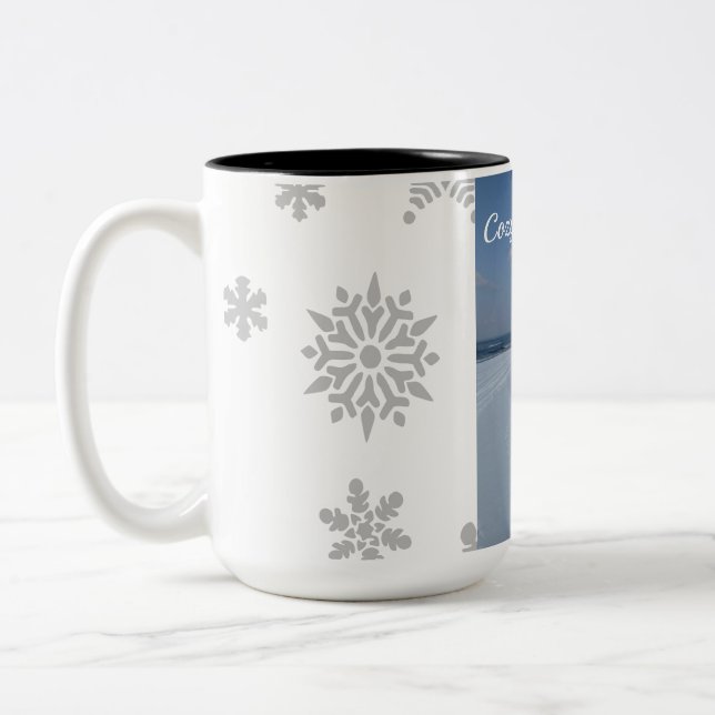 Vinterkaffemuggar i snö Två-Tonad mugg (Vänster)