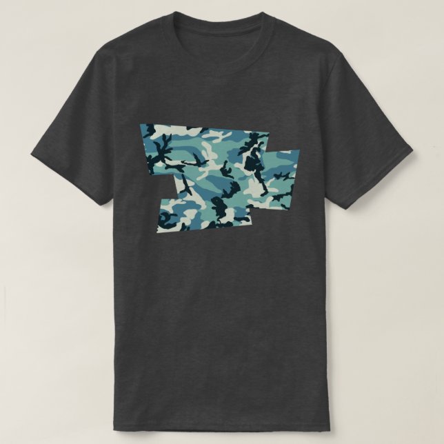 Vinterkamouflage Mönster Blåst Pixel T Shirt (Design framsida)