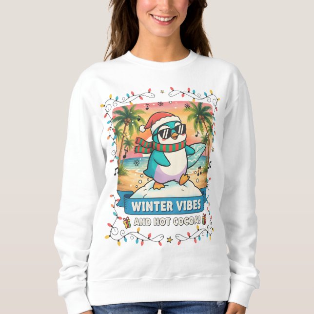 Vinterkänsla Pingvin-sweatshirt T Shirt (Framsida)