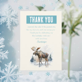 Vinterkänsla Vattenfärg Älg - Födelsedag  Tack Kort