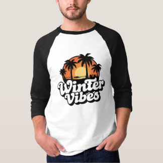 Vinterkänslor Tropisk Solnedgång Palmträd Retro Va T Shirt